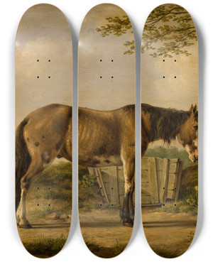 Triptych art skateboard deck of Georg Kobell Horse By A Tree by Georg Kobell