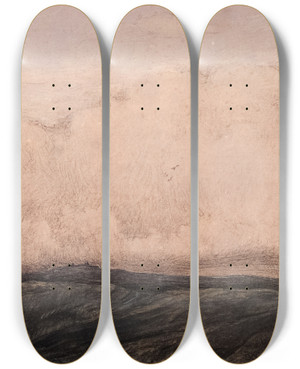 Triptych art skateboard deck of Karl Nordstrm Cloud Formation Over Mountain by Karl Nordstrom (1855-1923)