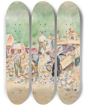 Triptych art skateboard deck of Ivan Ivanec W Kamienioomie_3 by Ivan Ivanec (1893-1946)
