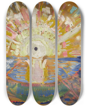 Triptych art skateboard deck of Edvard Munch The Sun by Edvard Munch (1863-1944)