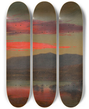 Triptych art skateboard deck of Frederic Edwin Church Sunset Hudson New York_1 by Frederic Edwin Church (1826-1900) Triptych art skateboard deck of Frederic Edwin Church Sunset Hudson New York_1 by Frederic Edwin Church (1826-1900)