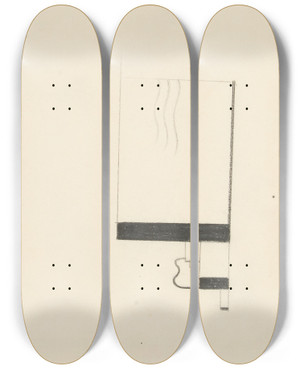 Triptych art skateboard deck of Viking Eggeling Original Drawings 02 by Viking Eggeling (1880-1925)