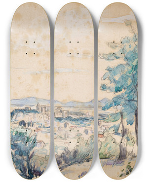 Triptych art skateboard deck of Henri Manguin Le Palais Des Papes Avignon by Henri Manguin (1874-1949)