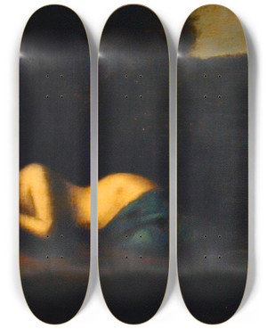 Triptych art skateboard deck of Jeanjacques Henner The Magdalene by Jean-Jacques Henner (1829-1905)