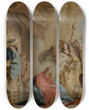 Triptych art skateboard deck of Giovanni Domenico Tiepolo Christ And The Woman Taken In Adultery by Giovanni Domenico Tiepolo (1727-1804)