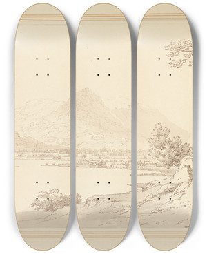 Triptych art skateboard deck of Joseph Farington Grassmere_2 by Joseph Farington (1747-1821)