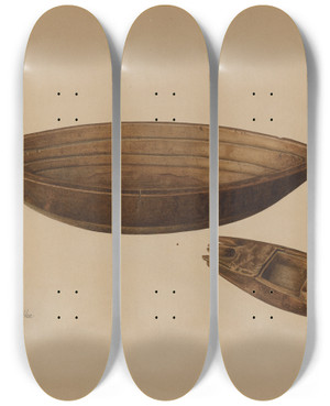 Triptych art skateboard deck of Walter Praefke Maple Sugar Mold by Walter Praefke