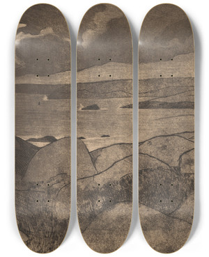 Triptych art skateboard deck of Maxime Maufra Les Falaises De Plougasnou by Maxime Maufra (1861-1918)