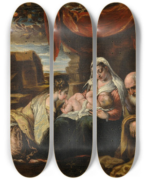 Triptych art skateboard deck of Workshop Of Jacopo Bassano The Mystic Marriage Of Saint Catherine by Workshop Of Jacopo Bassano (1510-1592)