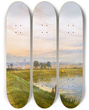 Triptych art skateboard deck of Henry Dawson Nottingham by Henry Dawson (1811-1878)