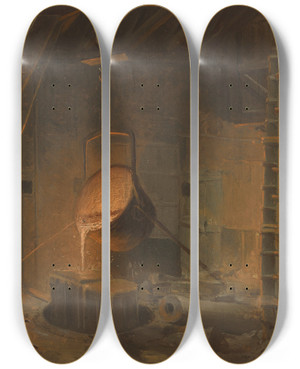 Triptych art skateboard deck of John Ferguson Weir West Point Foundry Cold Spring Newyork_1 by John Ferguson Weir (1841-1926)