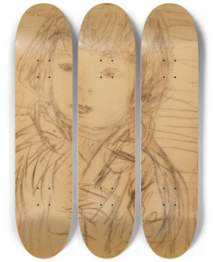 Triptych art skateboard deck of Pierre Bonnard Isabelle Lecomte Du Nouy Enfant by Pierre Bonnard (1867-1947)