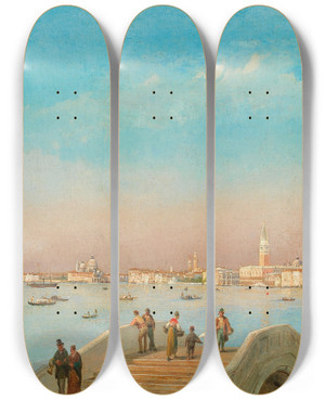Triptych art skateboard deck of Luigi Querena Venice The Riva Degli Schiavoni_1 by Luigi Querena (1820-1887) Triptych art skateboard deck of Luigi Querena Venice The Riva Degli Schiavoni_1 by Luigi Querena (1820-1887)