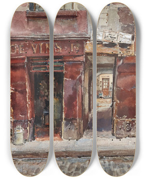 Triptych art skateboard deck of Frdric Houbron 18 Rue De Lhteldeville En 1899 4Me Arrondissement by Frederic Houbron (1851-1908)