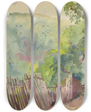 Triptych art skateboard deck of Philipp Franck Taunusweg by Philipp Franck (1860-1944) Triptych art skateboard deck of Philipp Franck Taunusweg by Philipp Franck (1860-1944)