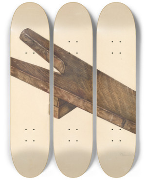 Triptych art skateboard deck of Isabelle De Strange Bootjack by Isabelle De Strange