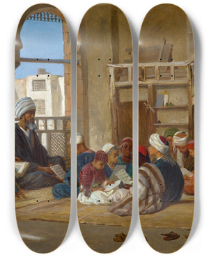Triptych art skateboard deck of Frederick Goodall The Madrasa by Frederick Goodall (1822-1904) Triptych art skateboard deck of Frederick Goodall The Madrasa by Frederick Goodall (1822-1904)