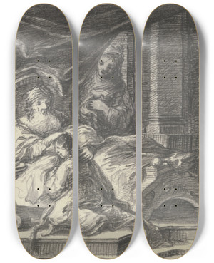 Triptych art skateboard deck of Johann Georg Trautmann Isaac Blessing Jacob by Johann Georg Trautmann (1713-1769)