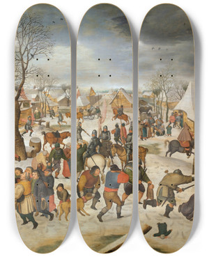 Triptych art skateboard deck of Pieter Brueghel The Younger The Massacre Of The Children At Bethlehem by Pieter Brueghel The Younger (1565-1636)