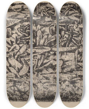 Triptych art skateboard deck of Paul Klee Garden Of Passion Garten Der Leidenschaft by Paul Klee (1879-1940)