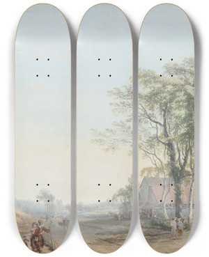 Triptych art skateboard deck of Paul Sandby Noon by Paul Sandby (1731-1809)