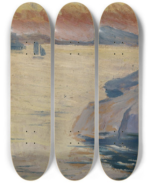 Triptych art skateboard deck of Ernst Schiess Kstengegend by Ernst Schiess (1872-1919)