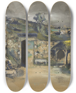 Triptych art skateboard deck of Douard Vuillard The Farmhouse_2 by douard Vuillard (1868-1940)