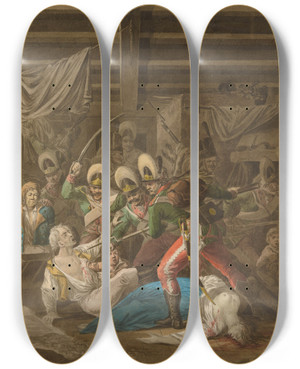 Triptych art skateboard deck of Aleksander Orowski Taking Prague by Aleksander Orlowski (1777-1832)