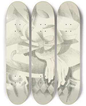Triptych art skateboard deck of After Auguste Rodin Abstract_1 by After Auguste Rodin (1840-1917)