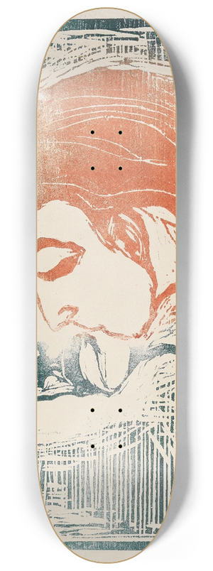 Edvard Munch - Head by head (man and woman kissing) 8.25 inch art skate deck Edvard Munch - Head by head (man and woman kissing) 8.25 inch art skate deck