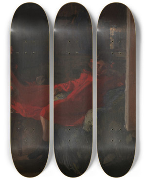 Triptych art skateboard deck of Joaqun Sorolla My Children by Joaquin Sorolla (1863-1923)