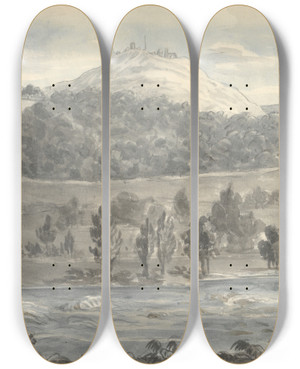 Triptych art skateboard deck of Anne Rushout Llangollen by Anne Rushout (1767-1849)