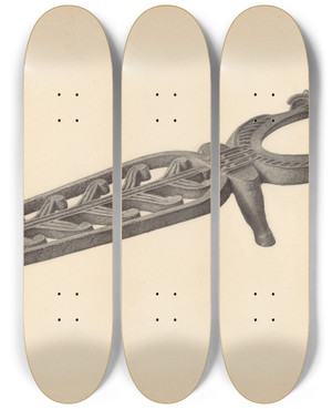 Triptych art skateboard deck of Gordon Sanborn Bootjack_1 by Gordon Sanborn