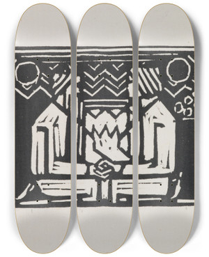 Triptych art skateboard deck of Akseli Gallenkallela Korukalevala The Illustrated Kalevala Experiments For Poem I And Ii_1 by Akseli Gallen Kallela (1865-1931)