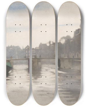 Triptych art skateboard deck of Willem Witsen Oude Schans Te Amsterdam by Willem Witsen (1860-1923) Triptych art skateboard deck of Willem Witsen Oude Schans Te Amsterdam by Willem Witsen (1860-1923)