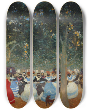 Triptych art skateboard deck of Pedro Figari Pericn_2 by Pedro Figari (1861-1938)