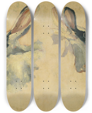 Triptych art skateboard deck of Floris Verster Rabbits by Floris Verster (1861-1927)