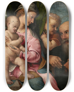 Triptych art skateboard deck of Francesco Torbido Virgin And Child With Angels Saint Anthony And Donor by Francesco Torbido (1486-1562)
