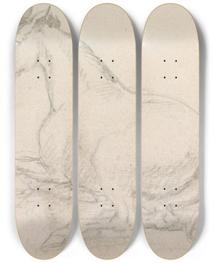 Triptych art skateboard deck of James Seymour A Horse Lying Down by James Seymour (1697-1752)