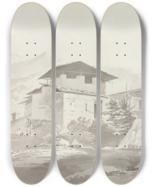 Triptych art skateboard deck of Samuel Davis Near Tassisudon Tashicho Dzong_1 by Samuel Davis (1757-1819) Triptych art skateboard deck of Samuel Davis Near Tassisudon Tashicho Dzong_1 by Samuel Davis (1757-1819)