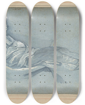 Triptych art skateboard deck of Cigoli Ludovico Cardi Study For A Male Figure Lowered Into A Grave by Cigoli (Ludovico Cardi) (1559-1613)