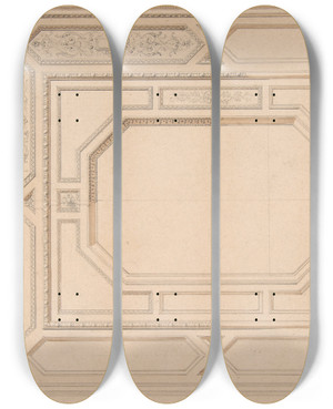 Triptych art skateboard deck of Julesedmondcharles Lachaise Design For A Ceiling_4 by Jules-Edmond-Charles Lachaise (1897)