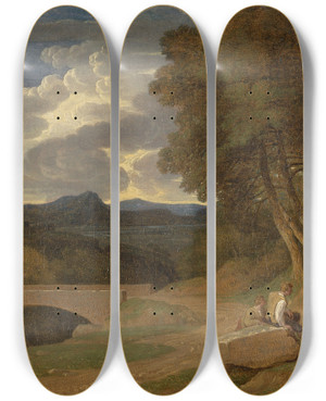 Triptych art skateboard deck of John White Abbott An Italianate Landscape by John White Abbott (1763-1851)