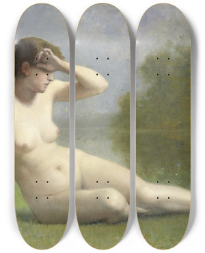 Triptych art skateboard deck of L Nicolas Nimf by L Nicolas