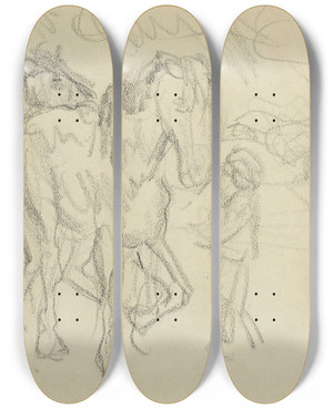 Triptych art skateboard deck of Pierre Bonnard Deux Chevaux Et Lad by Pierre Bonnard (1867-1947)