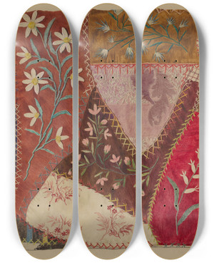 Triptych art skateboard deck of Edith Magnette Crazy Quilt_2 by Edith Magnette (20-)