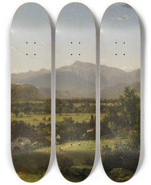 Triptych art skateboard deck of John Frederick Kensett Mount Washington From North Conway by John Frederick Kensett (1816-1872)