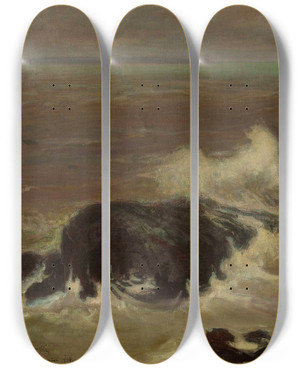 Triptych art skateboard deck of Wadysaw Lewiski Sea by Wadysaw lewiski (1854-1918)