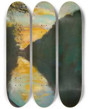 Triptych art skateboard deck of Lesser Ury Am Landwehrkanal Berlin by Lesser Ury (1861-1931)