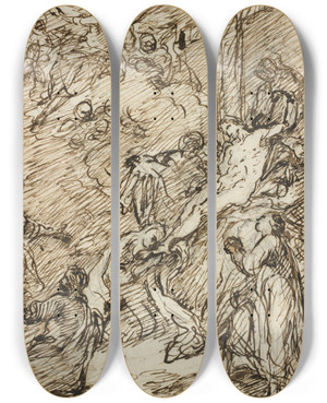 Triptych art skateboard deck of Christian Wink The Deposition Recto by Christian Wink (1738-1797)